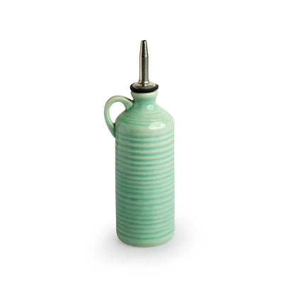 'Caribbean Green' Hand Glazed Decorative Ceramic Oil Bottle (230 ml)