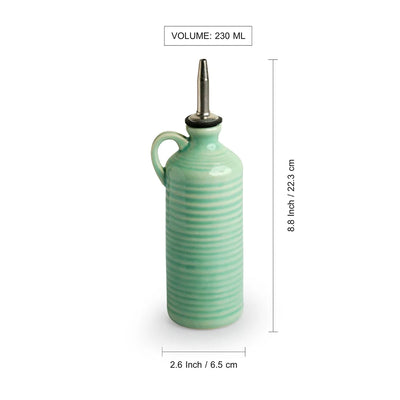 'Caribbean Green' Hand Glazed Decorative Ceramic Oil Bottle (230 ml)