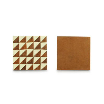 'Triangle Zig-Zag' Handcrafted Coasters (Set of 4, Resin & Recycled Wood)