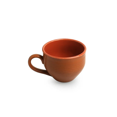 'Terra Tones' Hand Glazed Coffee & Tea Cups In Ceramic (Set Of 6, 120 ml, Microwave Safe)