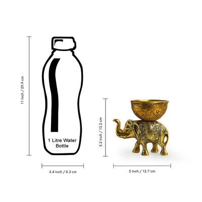 'Elephant' Decorative Refreshment Serveware (13.2 cm, Golden, Metal, Handcrafted)