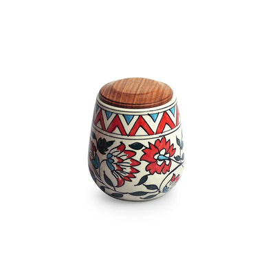 'Persian Floral' Multi-Purpose Storage Jar & Container In Ceramic (Air-Tight, 480 ml, Hand-Painted)