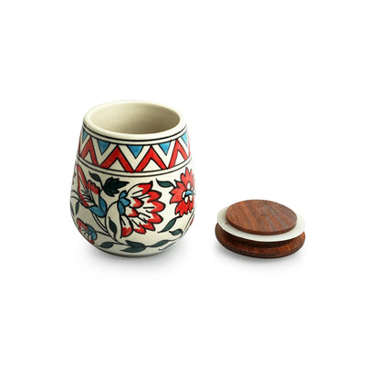 'Persian Floral' Multi-Purpose Storage Jar & Container In Ceramic (Air-Tight, 480 ml, Hand-Painted)