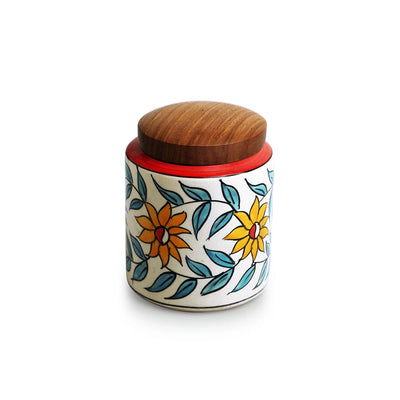 'Persian Floral' Multi-Purpose Storage Jar & Container In Ceramic (Air-Tight, 600 ml, Hand-Painted)