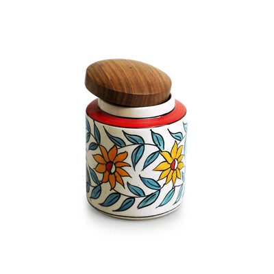 'Persian Floral' Multi-Purpose Storage Jar & Container In Ceramic (Air-Tight, 600 ml, Hand-Painted)