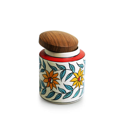 'Persian Floral' Multi-Purpose Storage Jars & Containers In Ceramic (Air-Tight, Set of 2, 600 ml, Hand-Painted)