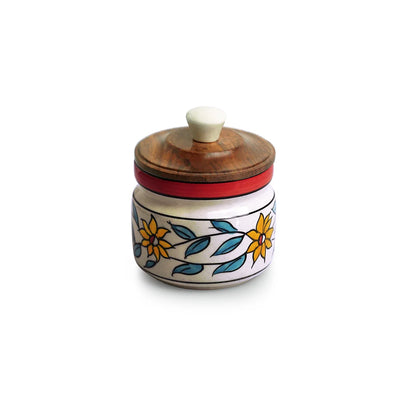 'Persian Floral' Multi-Purpose Storage Jar & Container In Ceramic (Air-Tight, 300 ml, Hand-Painted)