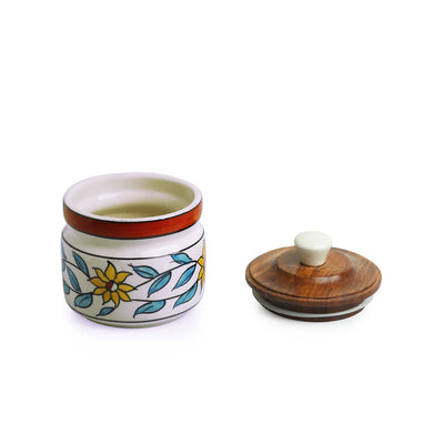 'Persian Floral' Multi-Purpose Storage Jar & Container In Ceramic (Air-Tight, 300 ml, Hand-Painted)