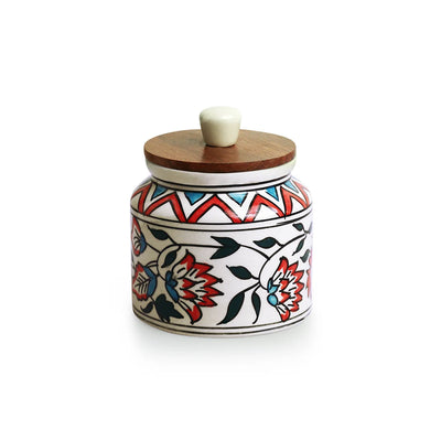 'Persian Floral' Multi-Purpose Storage Jar & Container In Ceramic (Air-Tight, 660 ml, Hand-Painted)