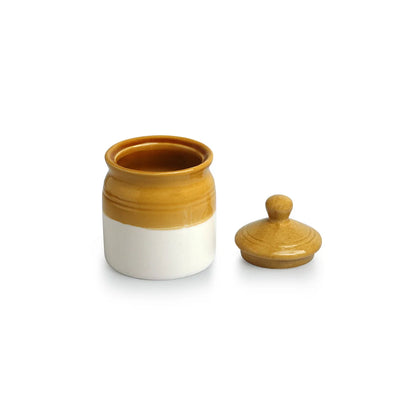 'Old Martaban' Multi-Purpose Ceramic Pickle & Chutney Jar Set (Non Air-Tight, Set of 2, 280 ml, Hand Glazed)