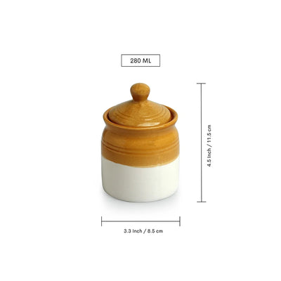 'Old Martaban' Multi-Purpose Ceramic Pickle & Chutney Jar Set (Non Air-Tight, Set of 2, 280 ml, Hand Glazed)