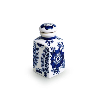 'Mughal Floral' Multi-Purpose Storage Jar & Container In Ceramic (Air-Tight, 220 ml, Hand-Painted)