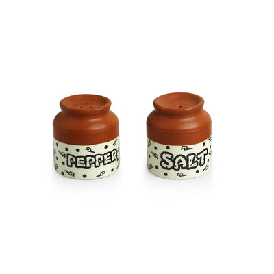 'Old Fashioned Martaban' Ceramic Salt & Pepper Shakers Set (Set of 2, 80 ml, Handcrafted)