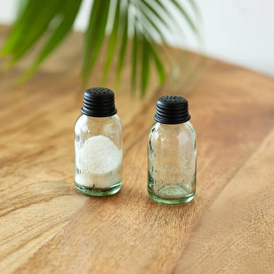 'Mason Bottle' Glass Salt & Pepper Shakers Set In Glass (Set of 2, 60 ml, Handcrafted)