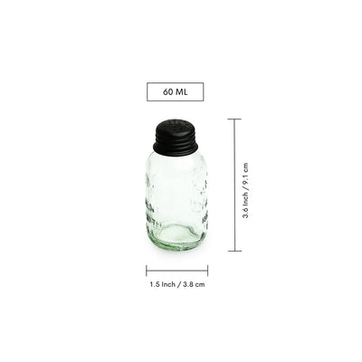 'Mason Bottle' Glass Salt & Pepper Shakers Set In Glass (Set of 2, 60 ml, Handcrafted)