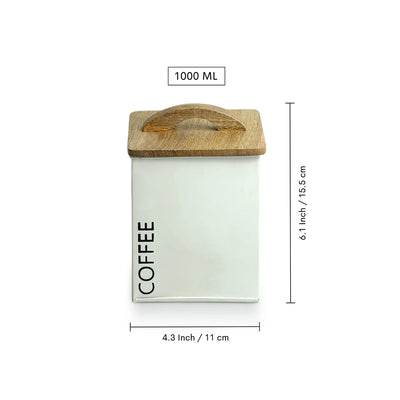 'White Cuboidal' Handcrafted Multi Utility Jars & Containers In Iron (Set of 2, Air-Tight, 1000 ML)