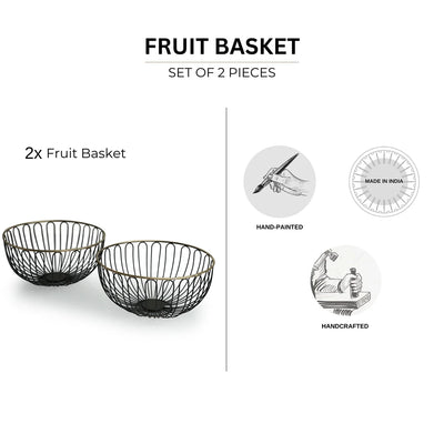 'Floral' Fruit Basket In Iron (Handcrafted)