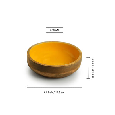 Honey Hive' Serving Salad Bowl With Salad Servers (20 cm, Mango Wood, Handenamelled)