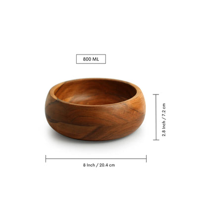 Elemental' Serving Salad Bowl With Salad Servers (20 cm, Acacia & Mango Wood, Handcrafted)