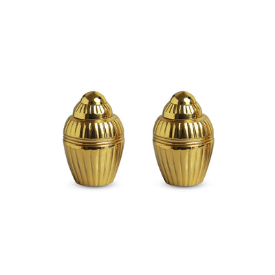 Sultani' Decorative Pure Brass Salt & Pepper Shakers Set (7 cm, 8 ml, 178 grams Each, Handcarved)