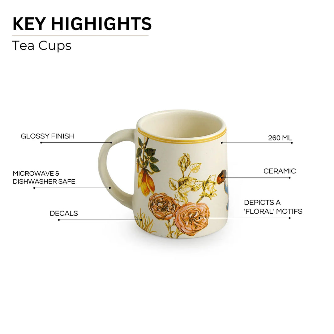 Floral coffee/tea store cups