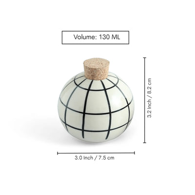 ExclusiveLane 'Gridline Charm' Ceramic Salt & Pepper Shakers Set (130 ML, Hand-Painted)