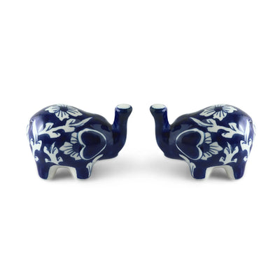 ExclusiveLane 'Floral Tusks' Ceramic Salt & Pepper Shakers Set (70 ML, Hand-Painted)