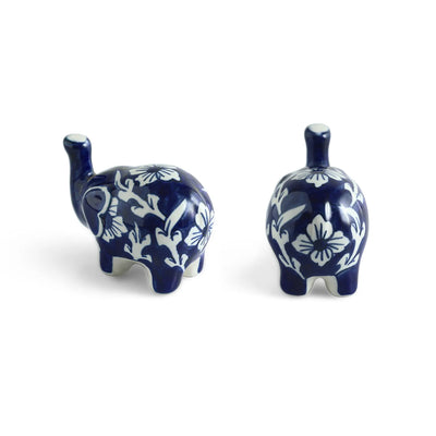 ExclusiveLane 'Floral Tusks' Ceramic Salt & Pepper Shakers Set (70 ML, Hand-Painted)