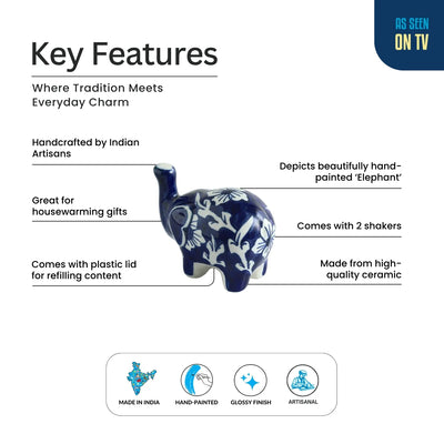 ExclusiveLane 'Floral Tusks' Ceramic Salt & Pepper Shakers Set (70 ML, Hand-Painted)
