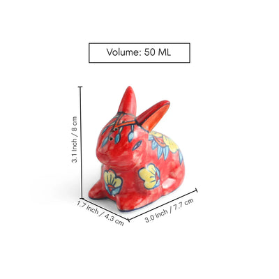 ExclusiveLane 'Bloomy Rabbits' Ceramic Salt & Pepper Shakers Set (50 ML, Hand-Painted)