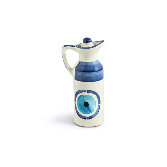  'Blue Melody' Decorative Ceramic Oil Bottle (230 ML, Hand-Painted)