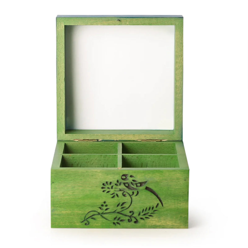 Bird Collection Wooden Tea Box Cum Multi-Utility Box