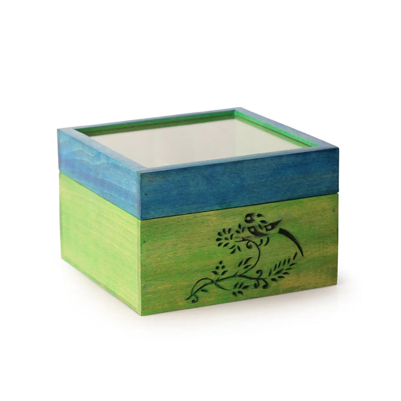 Bird Collection Wooden Tea Box Cum Multi-Utility Box