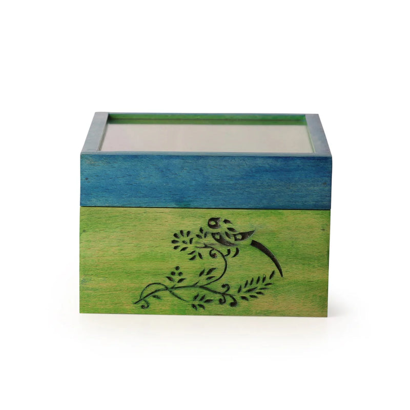 Bird Collection Wooden Tea Box Cum Multi-Utility Box