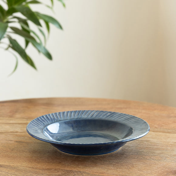  'Cosmic Hollow' Ceramic Pasta Bowl/Plate (410 ML, Microwave Safe, Hand-Embossed)