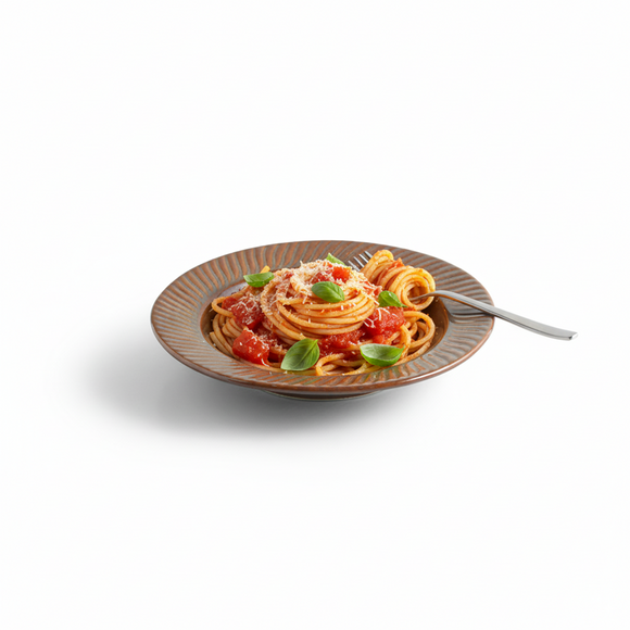  'Muddy Glint' Ceramic Pasta Bowl/Plate (410 ML, Microwave Safe, Hand-Embossed)