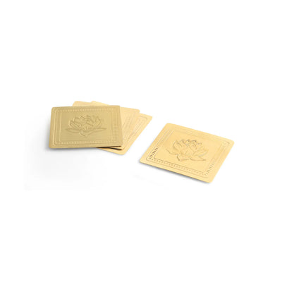 ExclusiveLane 'Golden Rose' Brass Coasters (Set Of 4, Hand-Etched)