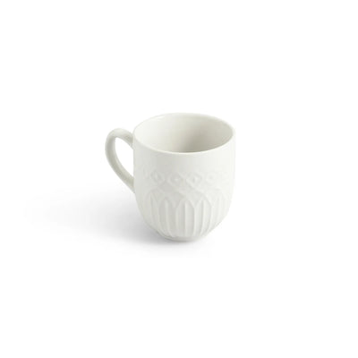 ExclusiveLane 'Minimalist' Ceramic Tea And Coffee Mugs (Set of 4,  340 ML, Microwave Safe, Hand-Embossed)