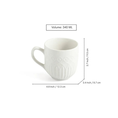 ExclusiveLane 'Minimalist' Ceramic Tea And Coffee Mugs (Set of 4,  340 ML, Microwave Safe, Hand-Embossed)