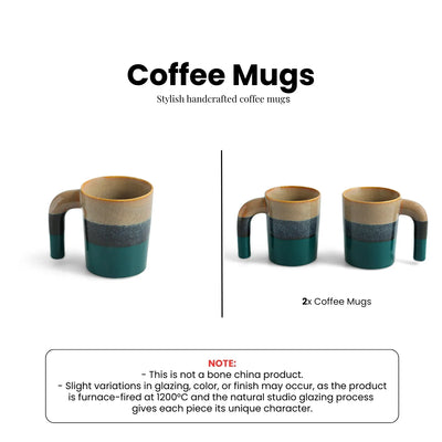 ExclusiveLane 'Two-Toned Glazed' Ceramic Tea And Coffee Mugs (Set of 2, 300 ML, Microwave Safe, Hand Galzed)