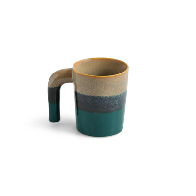 ExclusiveLane 'Hue & Handle' Ceramic Tea And Coffee Mugs (Set of 4, 300 ML, Microwave Safe, Hand Galzed)