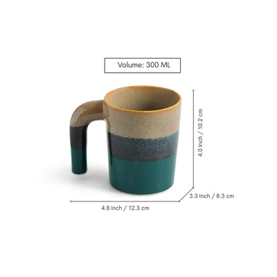 ExclusiveLane 'Hue & Handle' Ceramic Tea And Coffee Mugs (Set of 4, 300 ML, Microwave Safe, Hand Galzed)