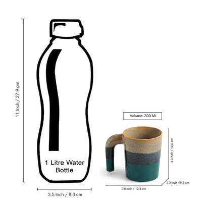 ExclusiveLane 'Hue & Handle' Ceramic Tea And Coffee Mugs (Set of 4, 300 ML, Microwave Safe, Hand Galzed)