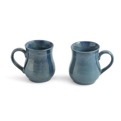 ExclusiveLane 'Belly Pot' Ceramic Tea And Coffee Mugs (Set of 2, 300 ML, Microwave Safe, Hand Galzed)