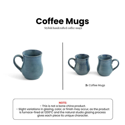 ExclusiveLane 'Belly Pot' Ceramic Tea And Coffee Mugs (Set of 2, 300 ML, Microwave Safe, Hand Galzed)