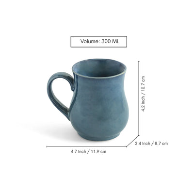 ExclusiveLane 'Belly Pot' Ceramic Tea And Coffee Mugs (Set of 4, 300 ML, Microwave Safe, Hand Galzed)