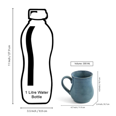 ExclusiveLane 'Belly Pot' Ceramic Tea And Coffee Mugs (Set of 4, 300 ML, Microwave Safe, Hand Galzed)