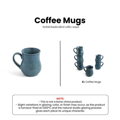ExclusiveLane 'Belly Pot' Ceramic Tea And Coffee Mugs (Set of 6, 300 ML, Microwave Safe, Hand Galzed)