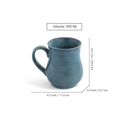 ExclusiveLane 'Belly Pot' Ceramic Tea And Coffee Mugs (Set of 6, 300 ML, Microwave Safe, Hand Galzed)