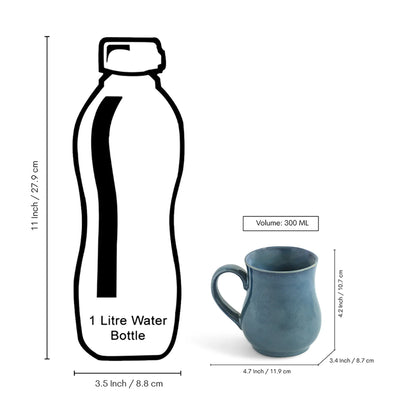 ExclusiveLane 'Belly Pot' Ceramic Tea And Coffee Mugs (Set of 6, 300 ML, Microwave Safe, Hand Galzed)